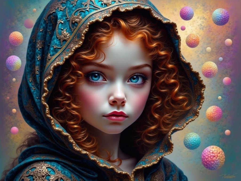 Mystical Girl in Whimsical Dreamscapes