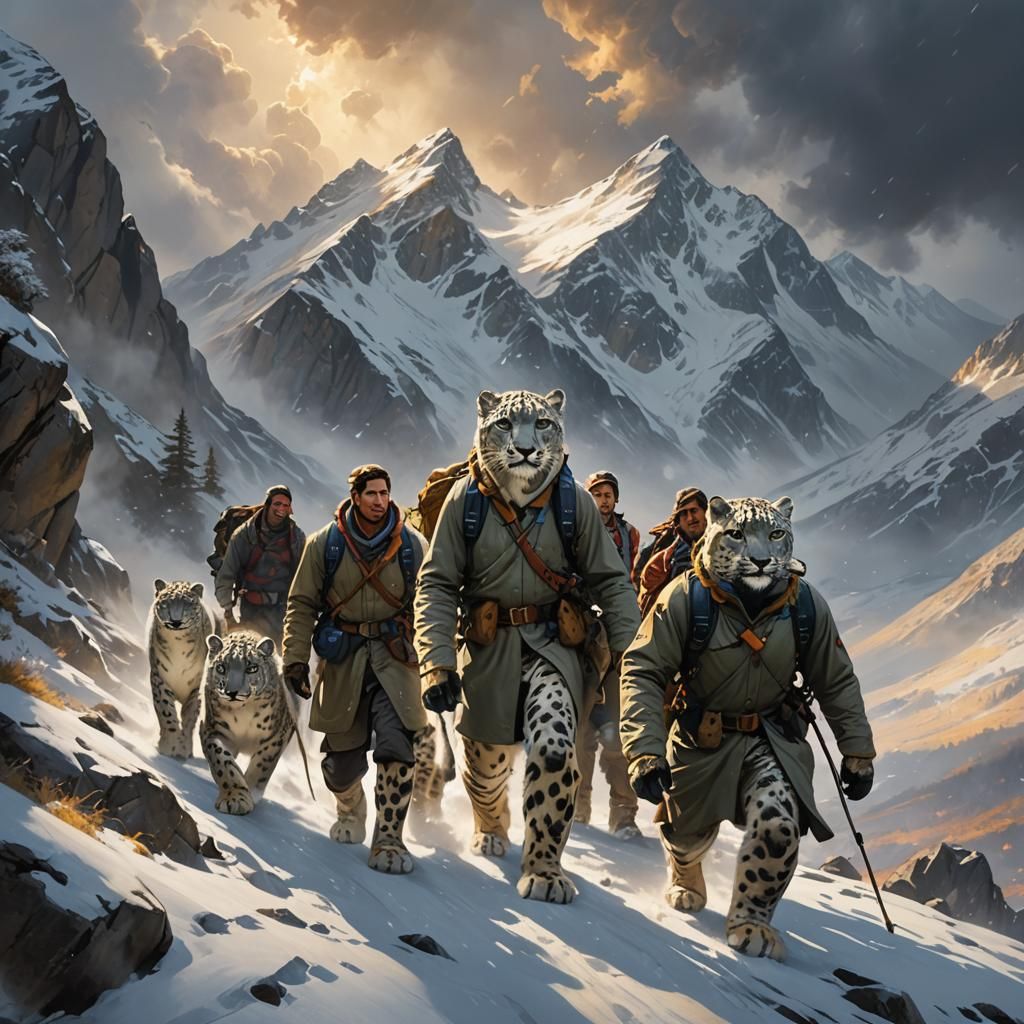 Snow Leopard Guides Mountaineers Through Storm