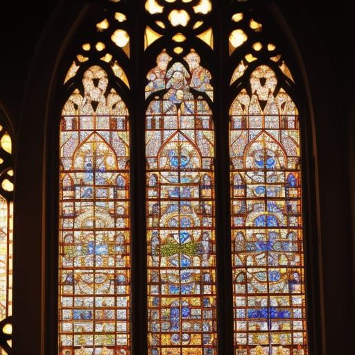Medieval Cathedral Interior with Knight in Golden Hour