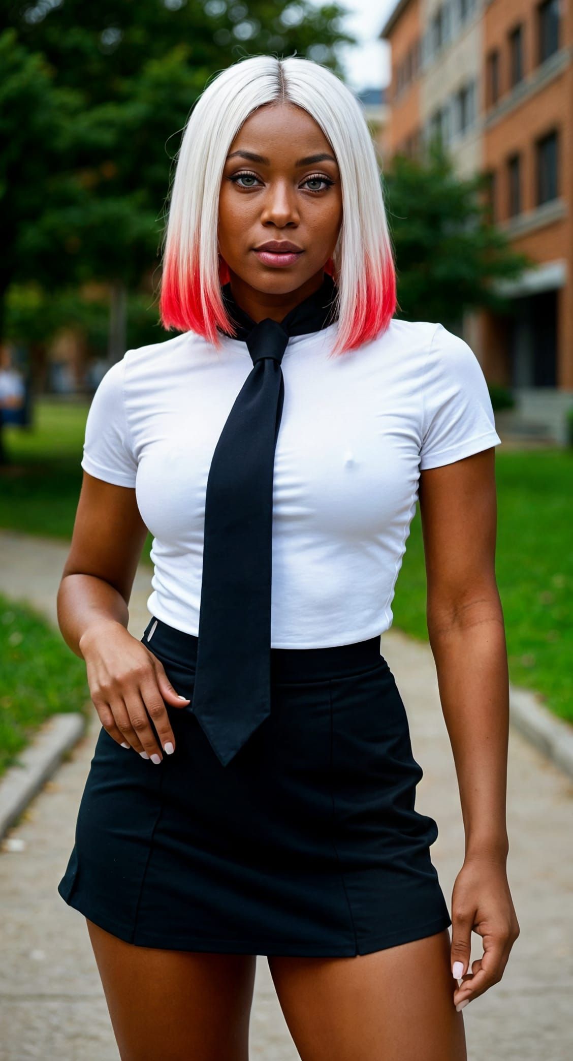 Photorealistic Portrait of Athletic African Woman with White...