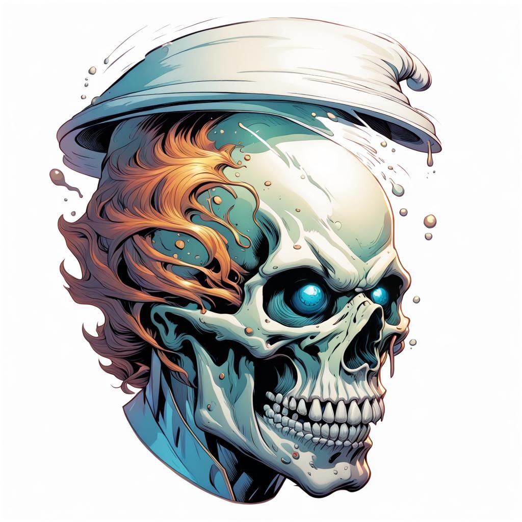 Skull Wizard Hyperrealistic Comic Art