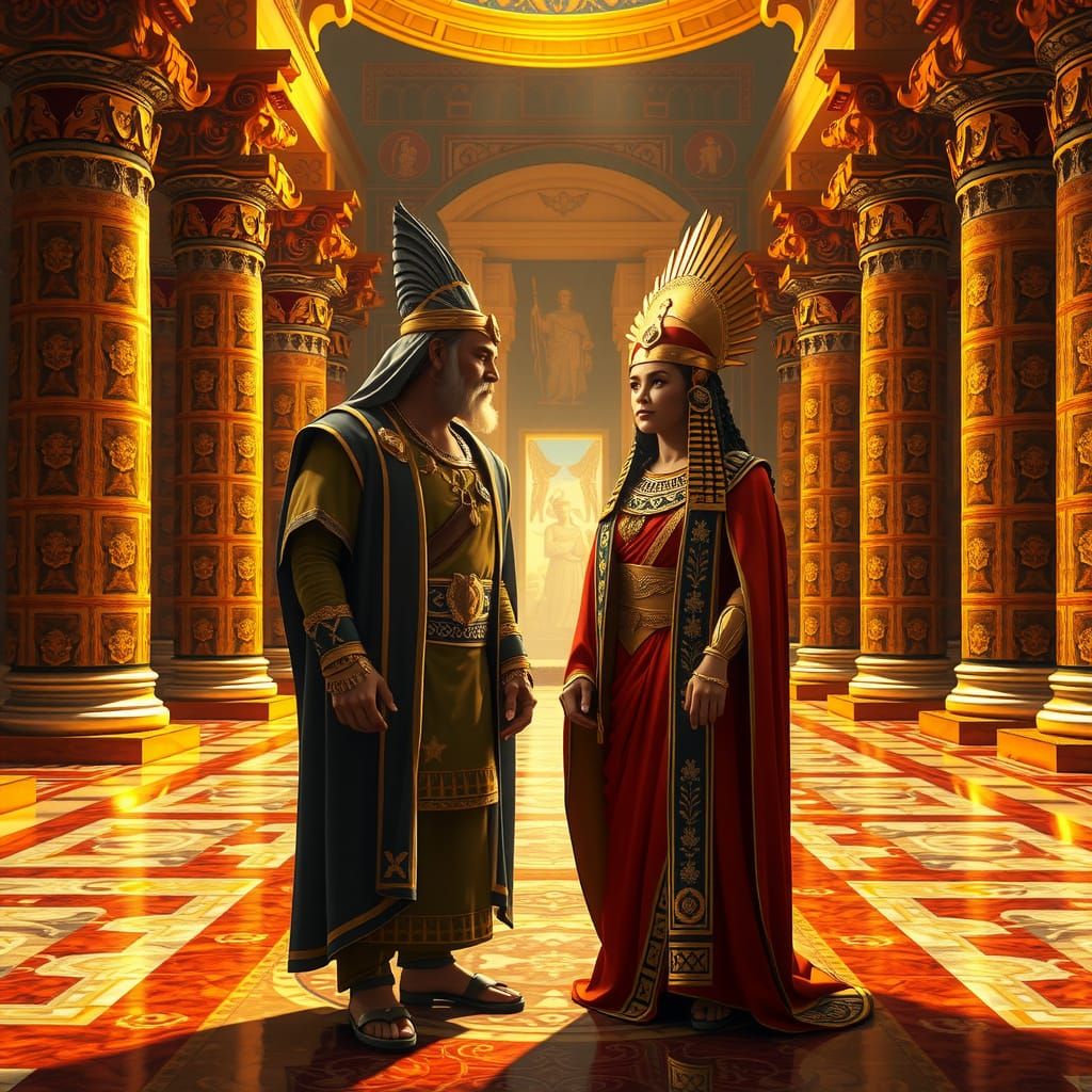 King Solomon and Queen of Sheba in Jerusalem