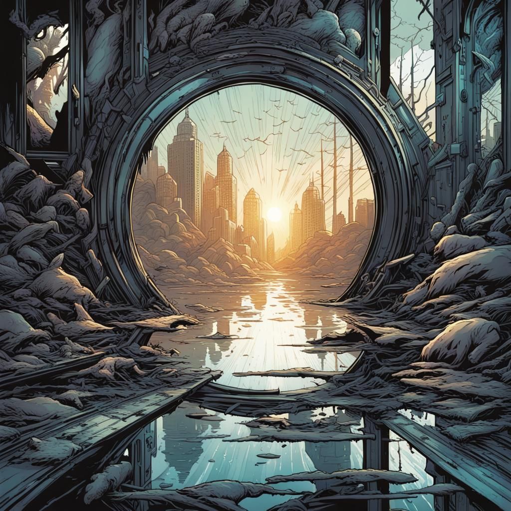 Broken Mirror in Comic Book Style