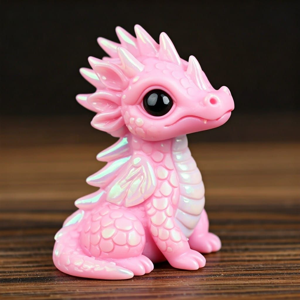 Endearing Pink Dragon with Iridescent Scales