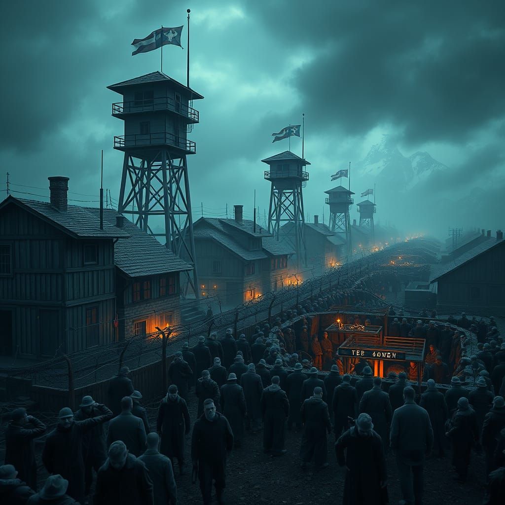 WW2 German Internment Campscape in Deep, Fantastical Detail