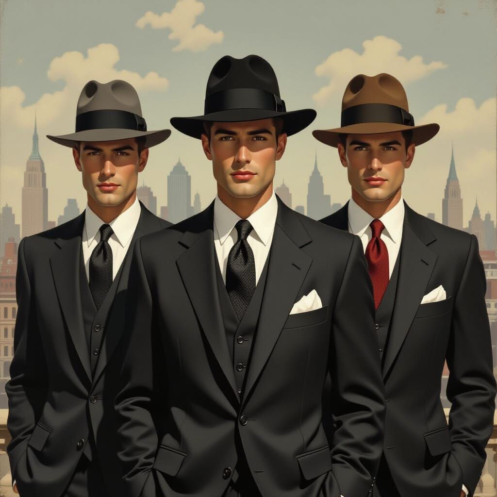 Men's 1950s Fashion in Rockwell Illustration Style