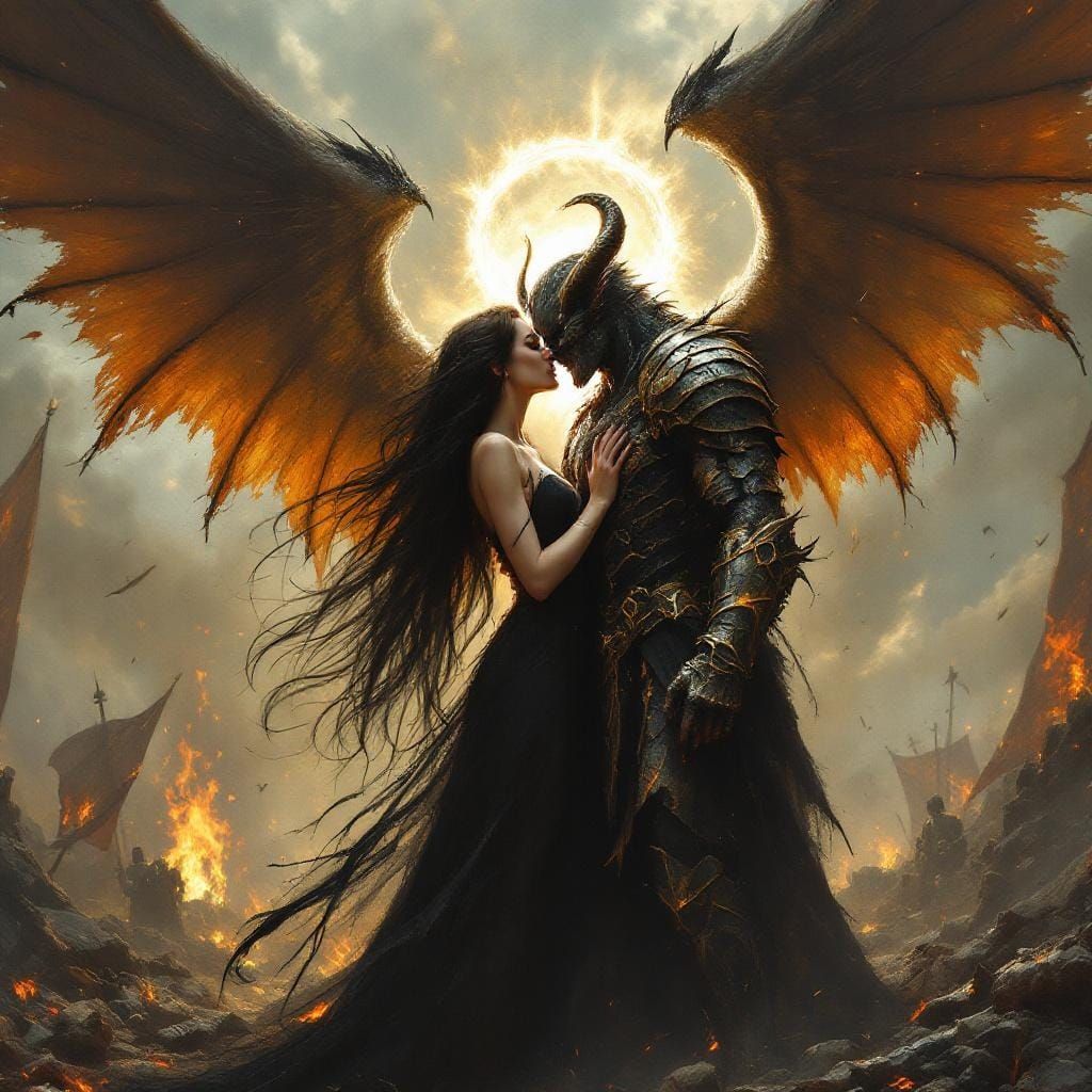Demon Angel Kiss in Dark Fantasy Style