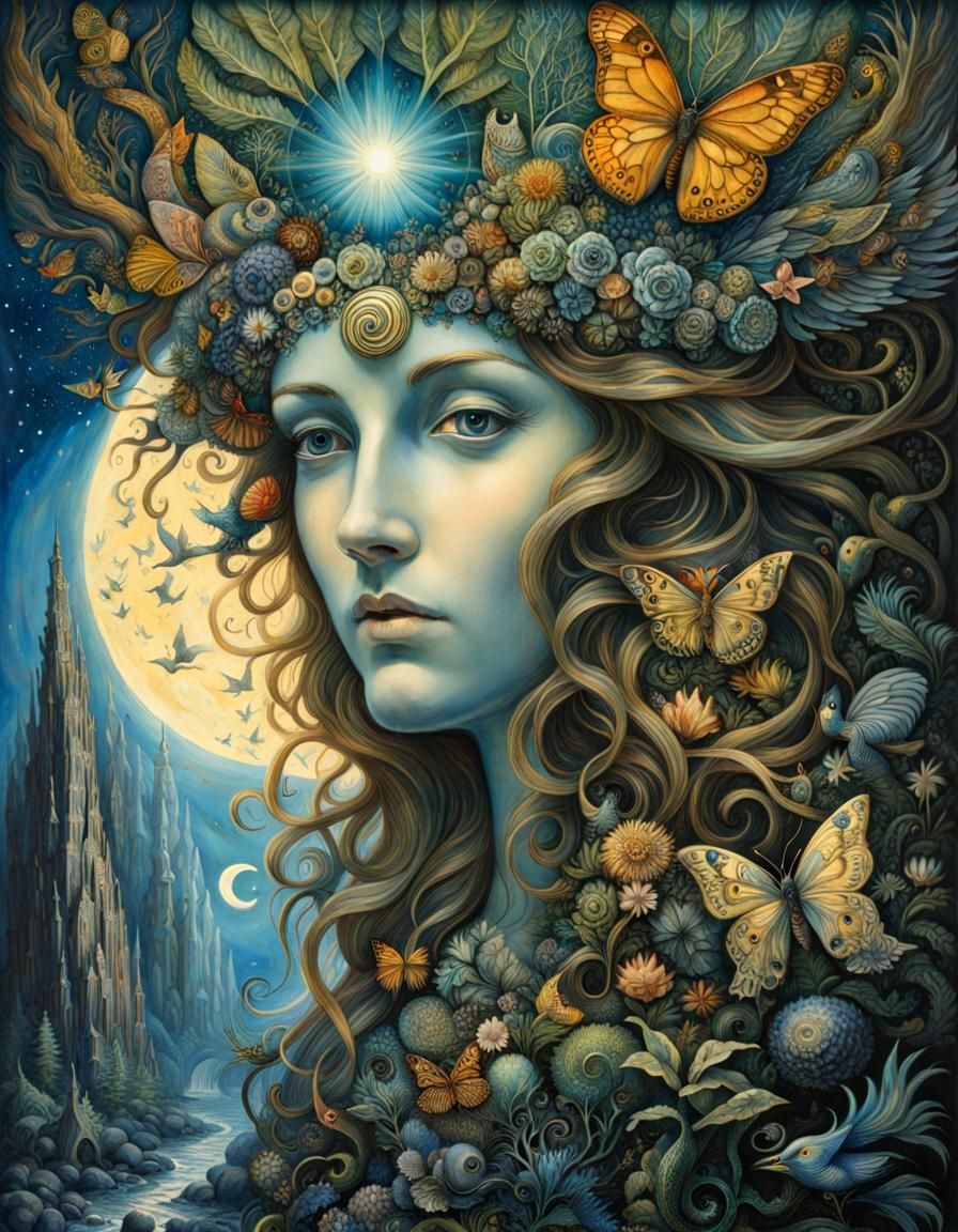 Nox, God of Night Sculpture in Glass Forest