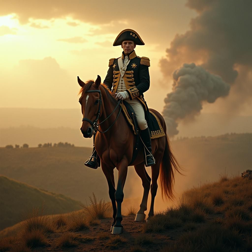 Napoleon on Horseback: Cinematic Battlefield Scene