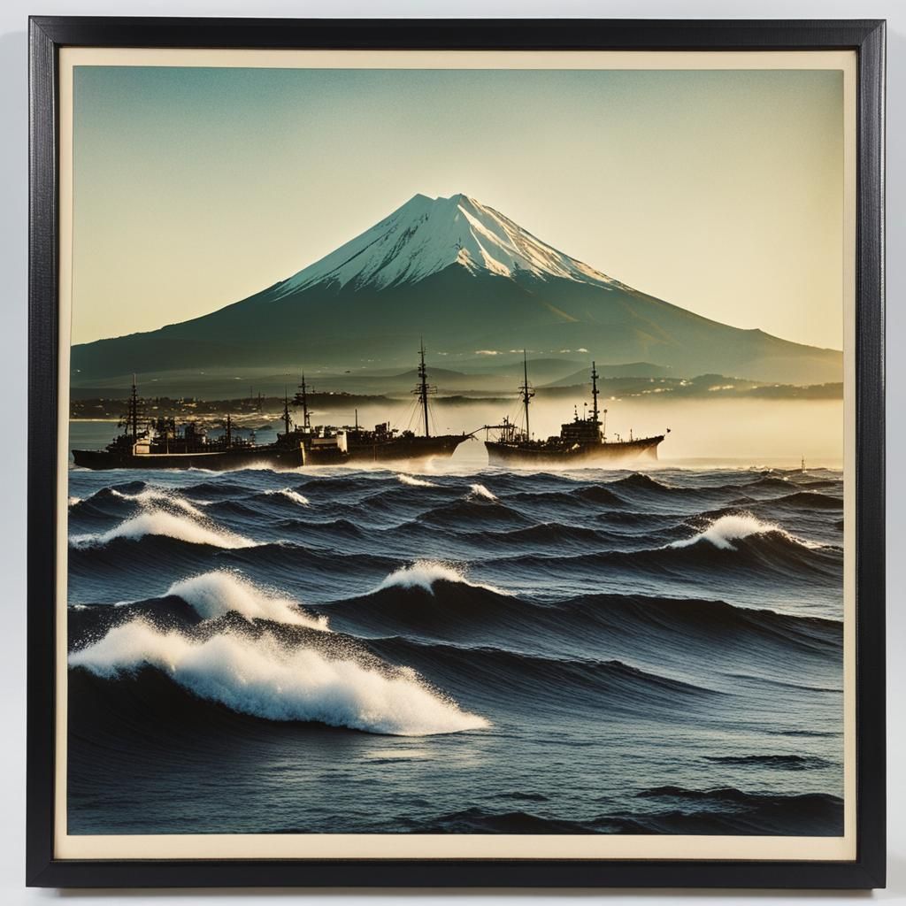 Hokusai Wave with Mount Fuji: 1970s Polaroid