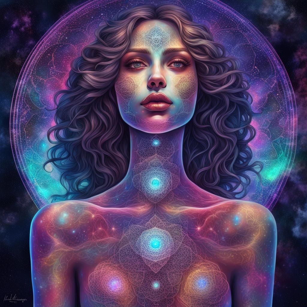 Holographic Heart in Chakra, Cosmic Illustration