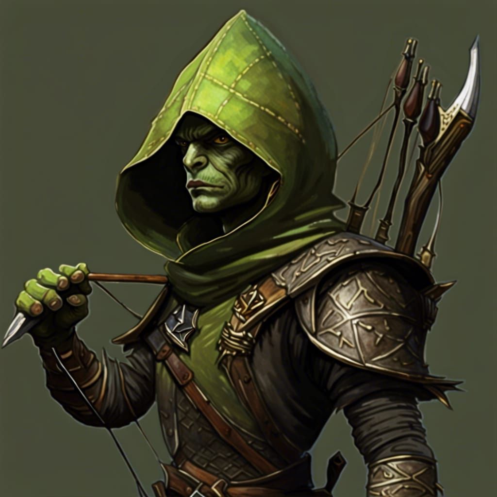 Hooded Ur-Goblin Archer Character Design