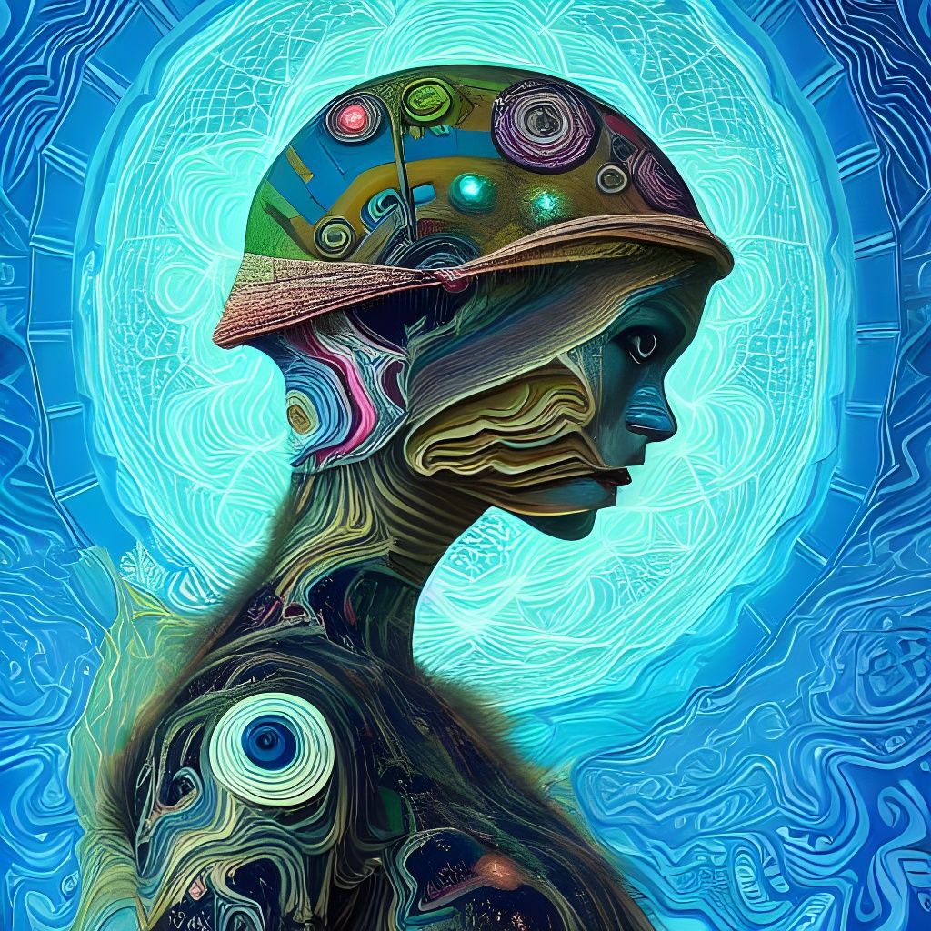 Psychedelic Cosmic Bug Shedding: Digital Illustration