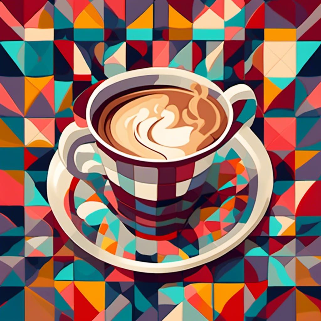 Coffee and Cake in Cubist Art Deco Style