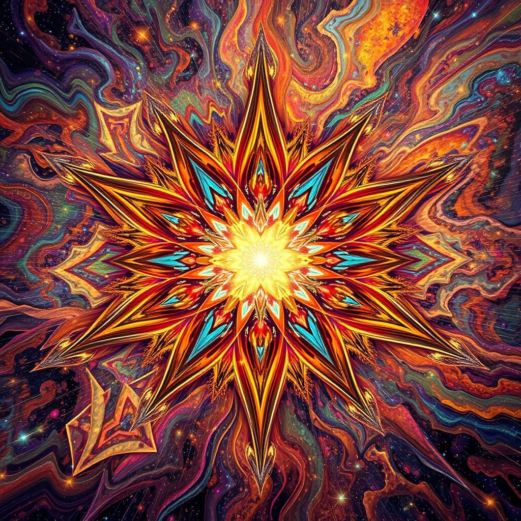 Ethereal Cosmic Explosion in Vibrant Holographic Style