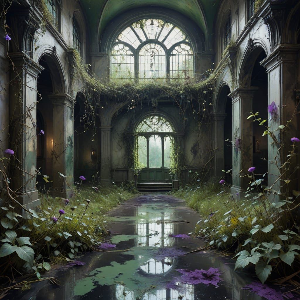 Abandoned Neovictorian Hospital Overgrown with Vines