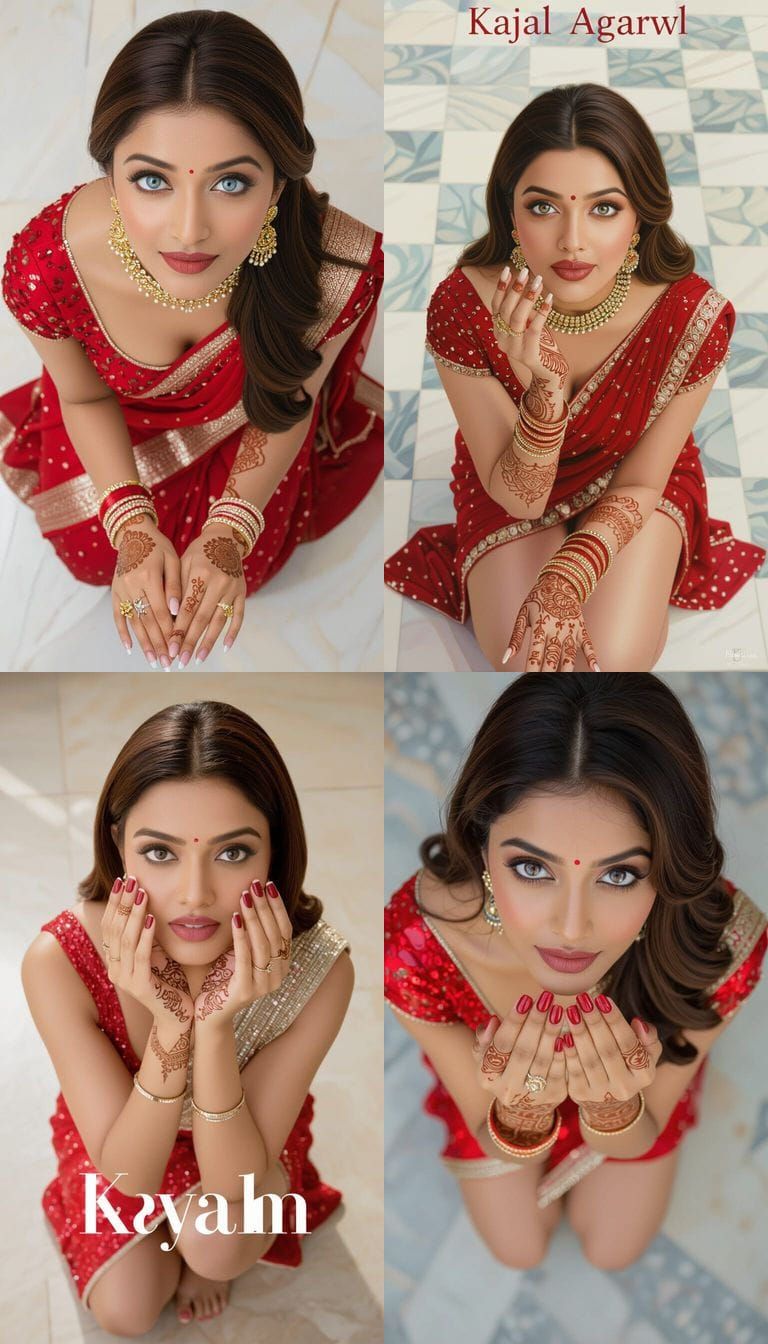 Indian Woman in Red Sequins, Detailed Hyperrealistic Portrai...