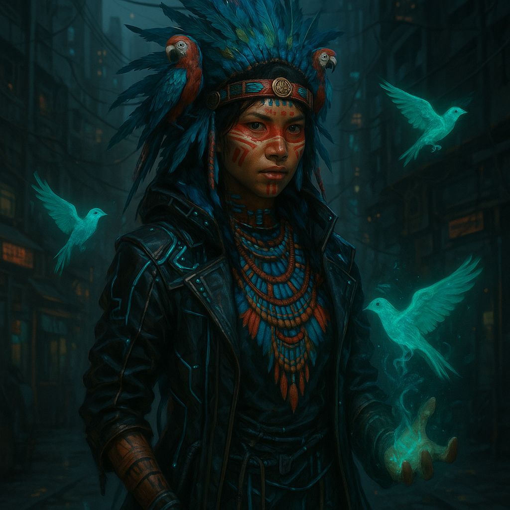 Shadowrun Female Spellcaster in Xapiri-Thepe Style