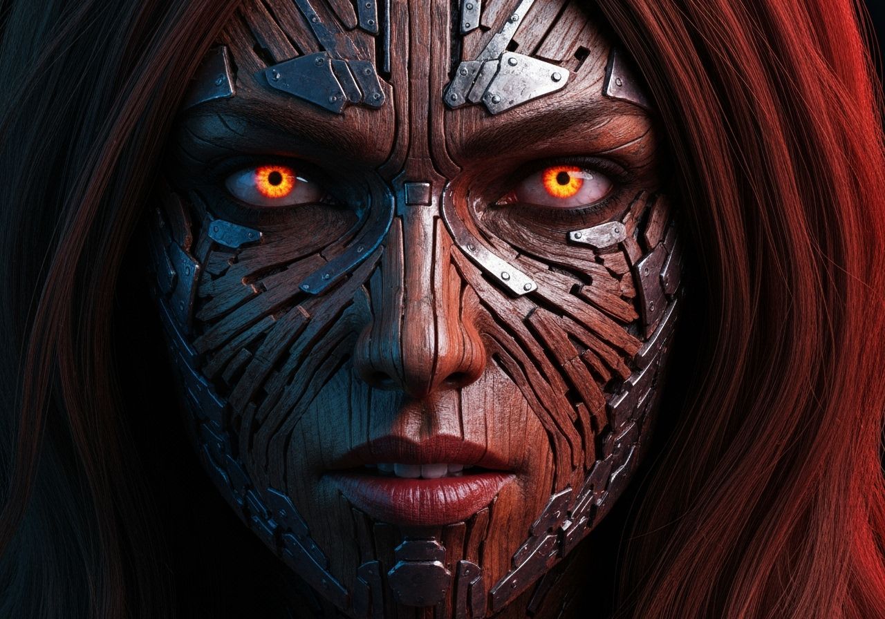 Dystopian Dreamwoman: Apocalyptic Wood Portrait