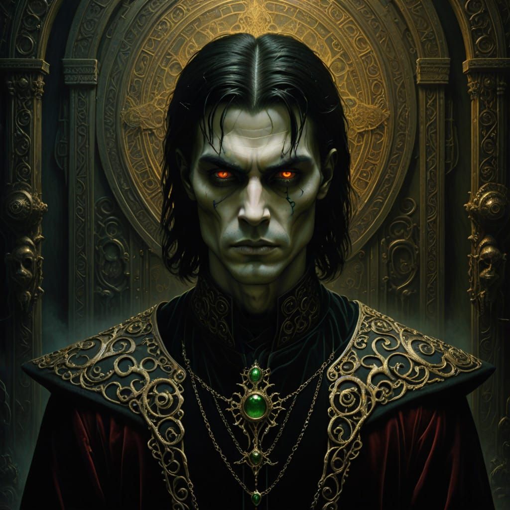 Ethereal Gothic Vampire Prince in Velvet Robes