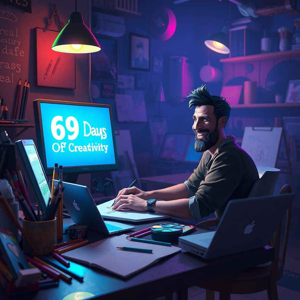 Artist Celebrates Creativity Streak in Dreamlike Digital Art