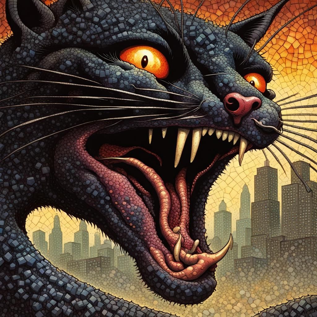 Big black serpent cat