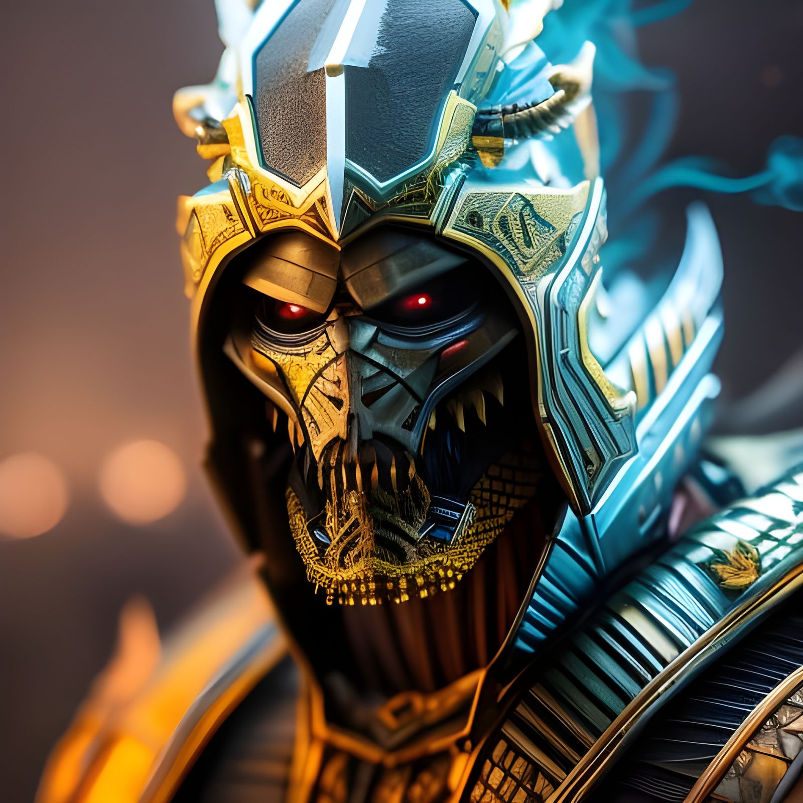 Armored Scorpion Warrior in Moonlit Graveyard