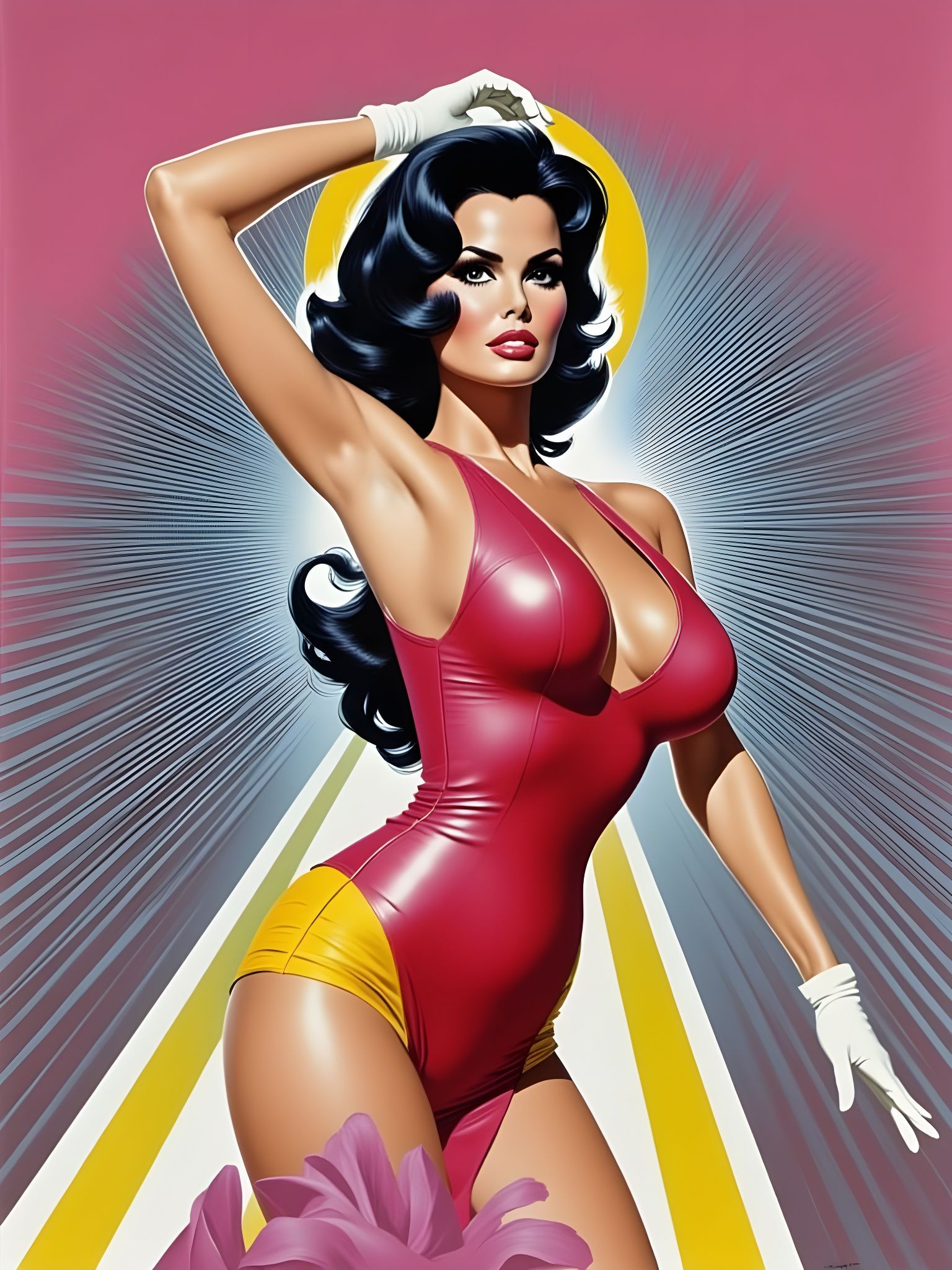 Raquel Welch Illustration in Art Deco Style