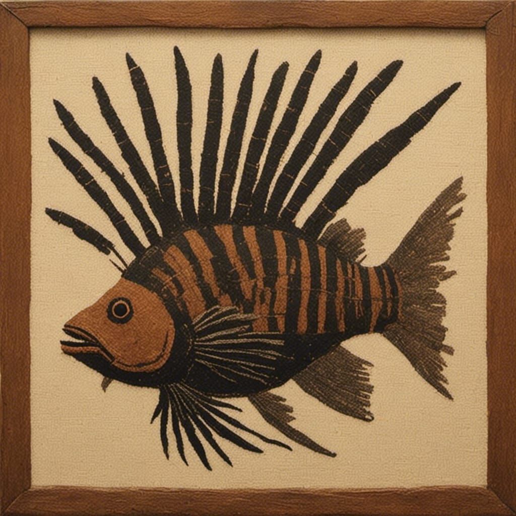 Stone Age Silhouette of a Lionfish