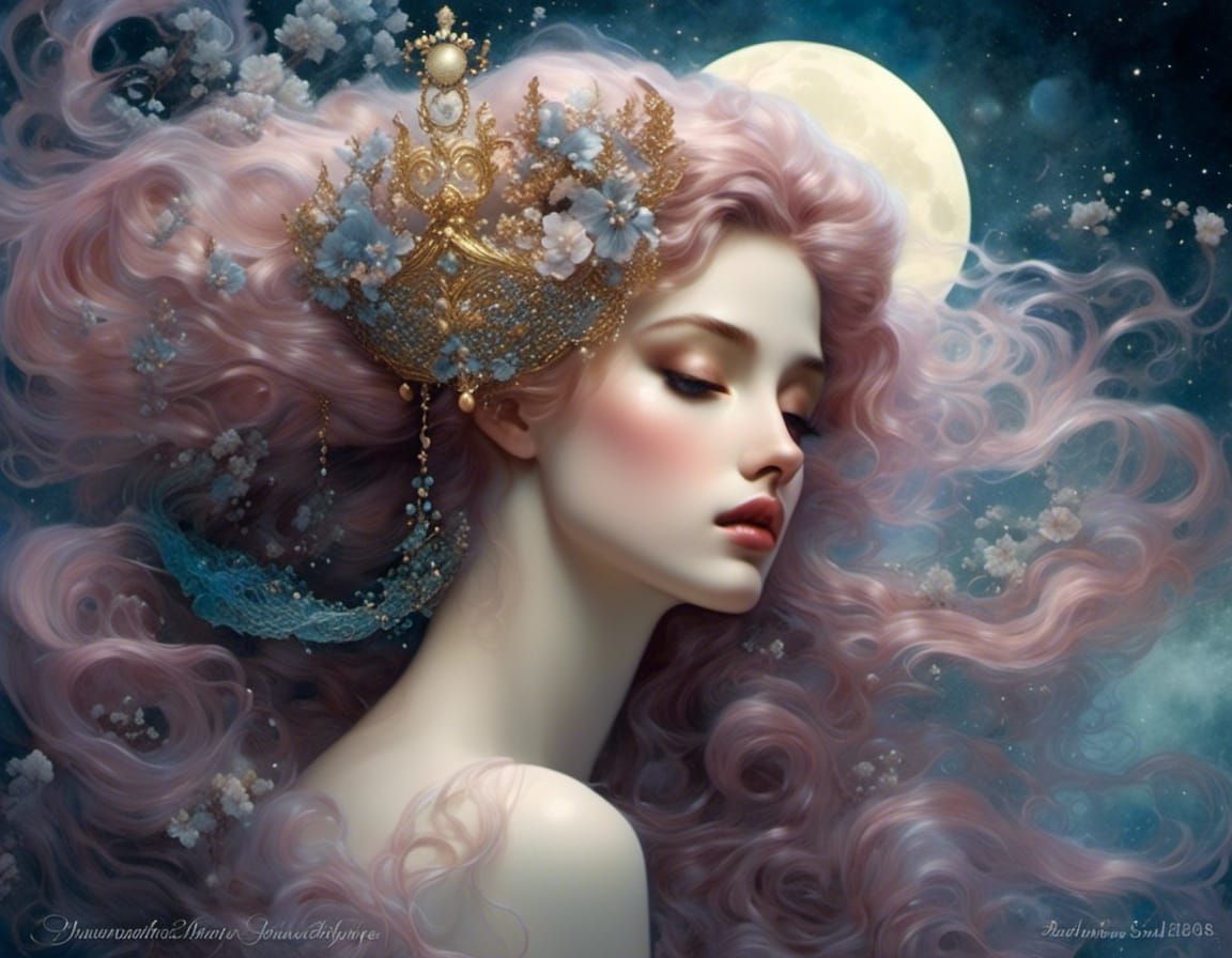 Moonlight Mermaid with Sparkling Starlight Mane