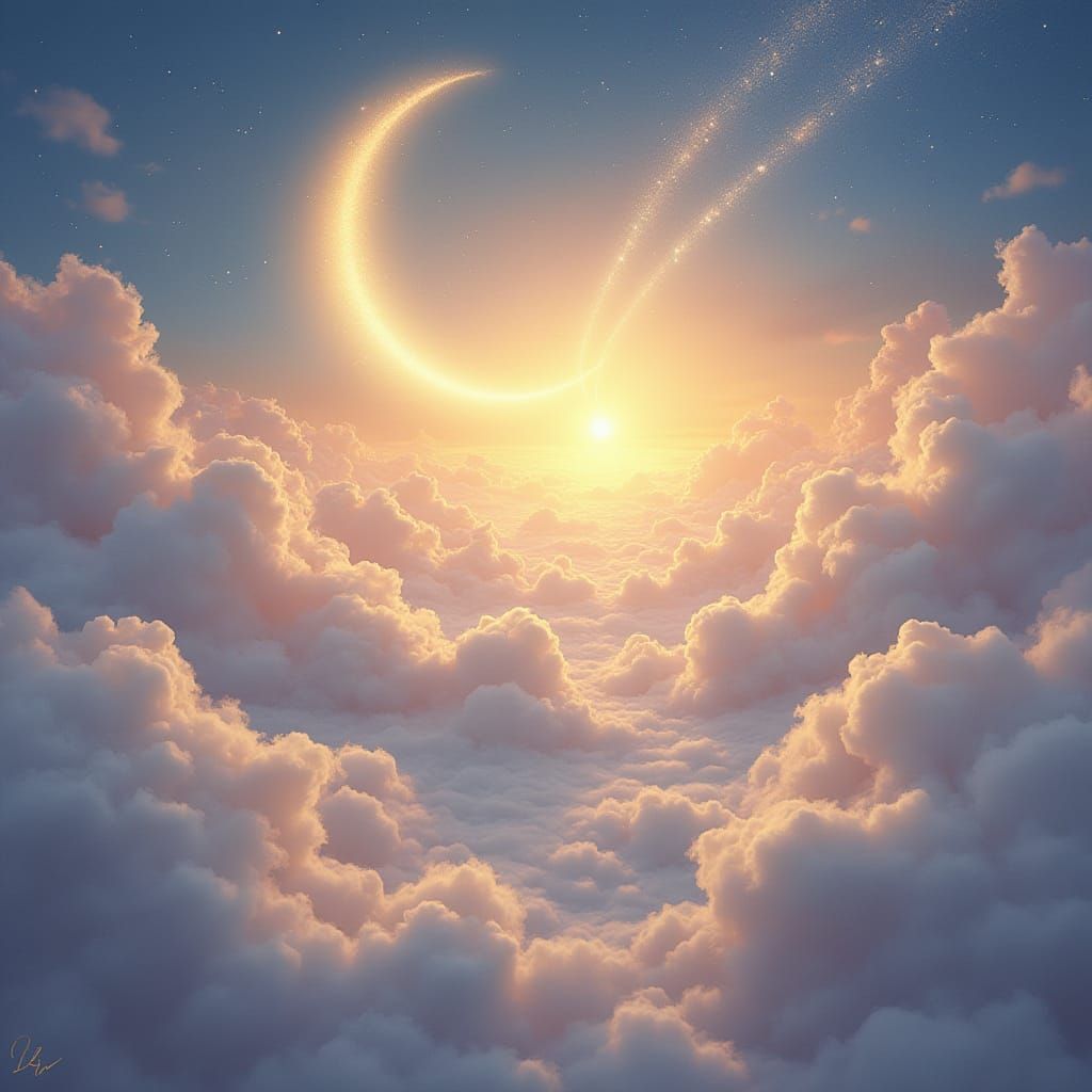 Dreamy Celestial Landscape in Romantic Style