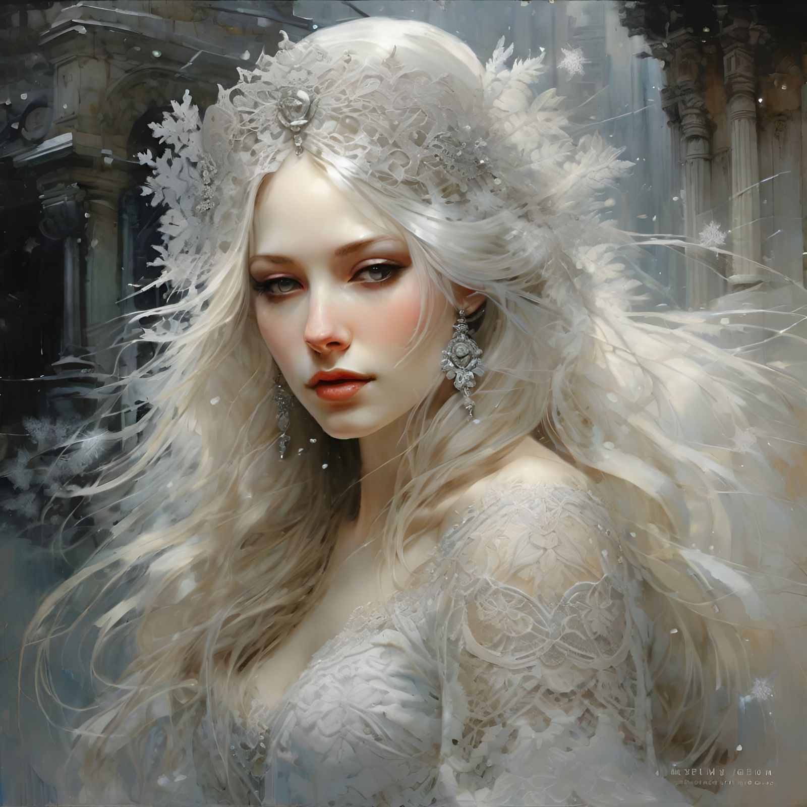 Anime Snow Beauty with Lacy Adornments