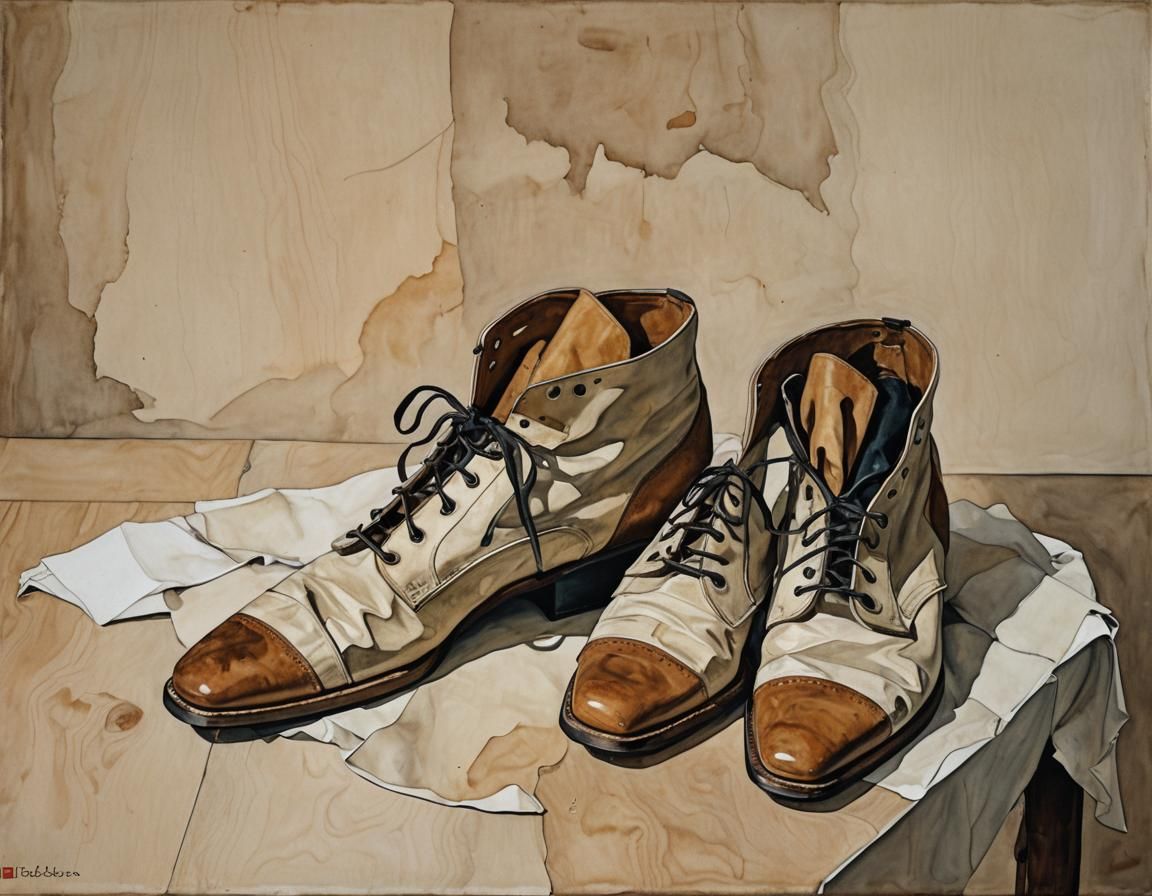 Shoes on Table, in Expressionist Style