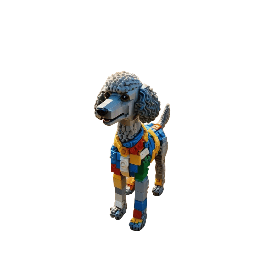 Lego Poodle Walks on Sunny Beach: Digital Art