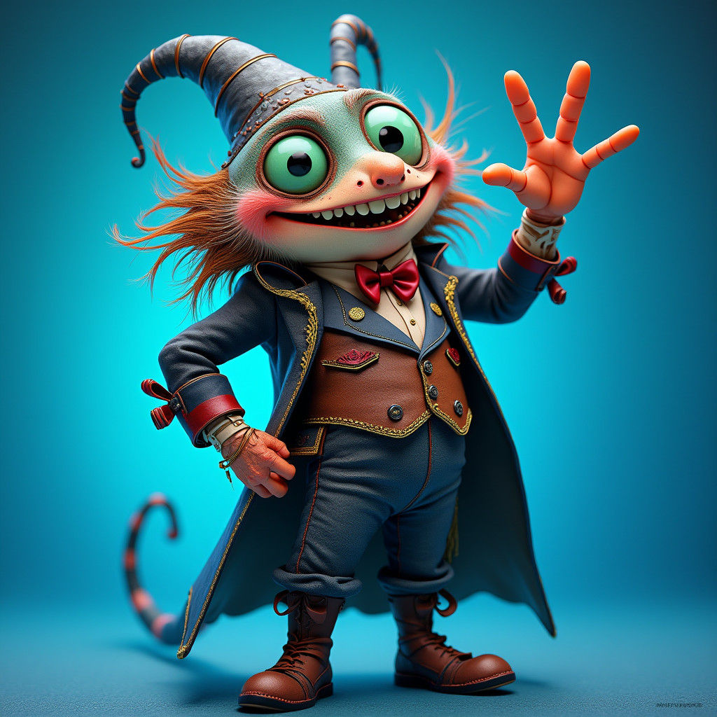 Eccentric Animated Character in Burtonesque Style