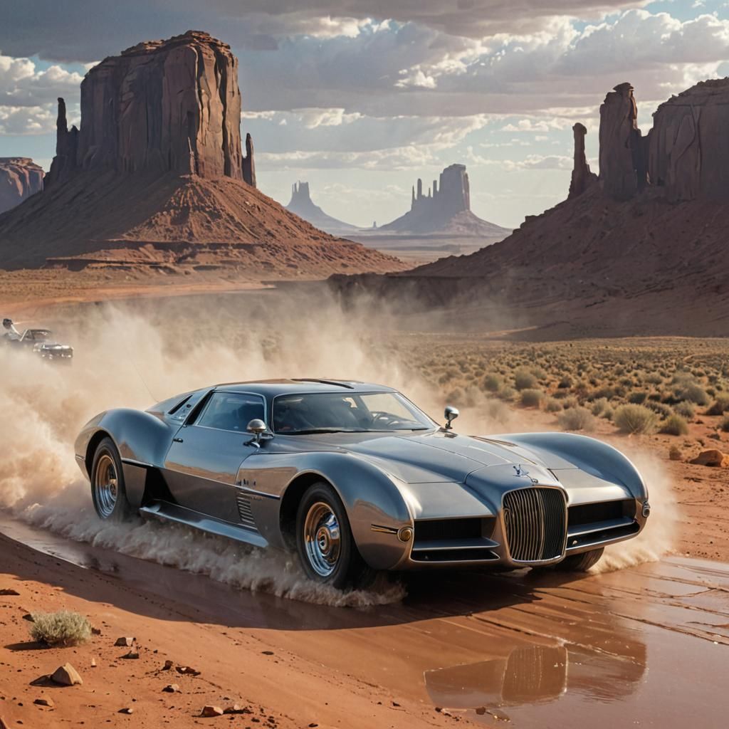 Sci-Fi Supercar Chased by Flood Wave