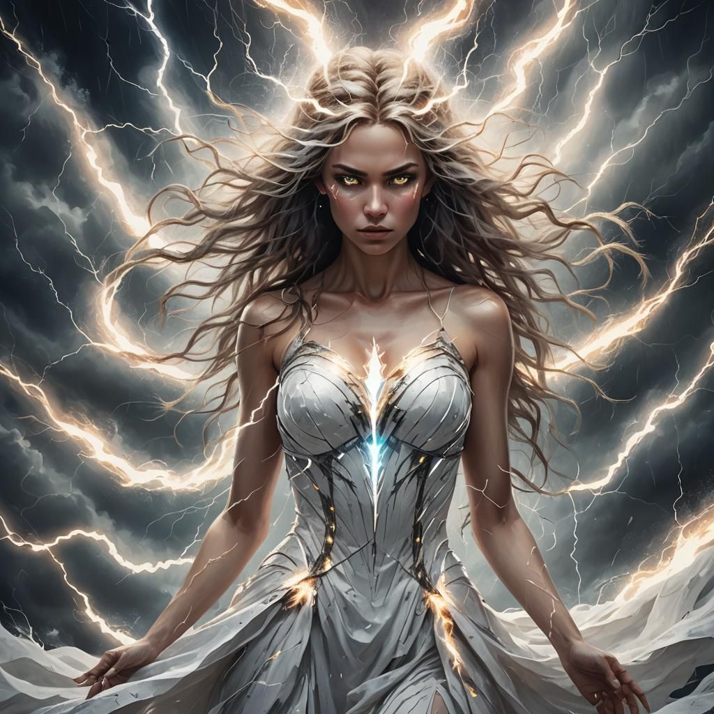 Goddess of Lightning in Abstract Art Style