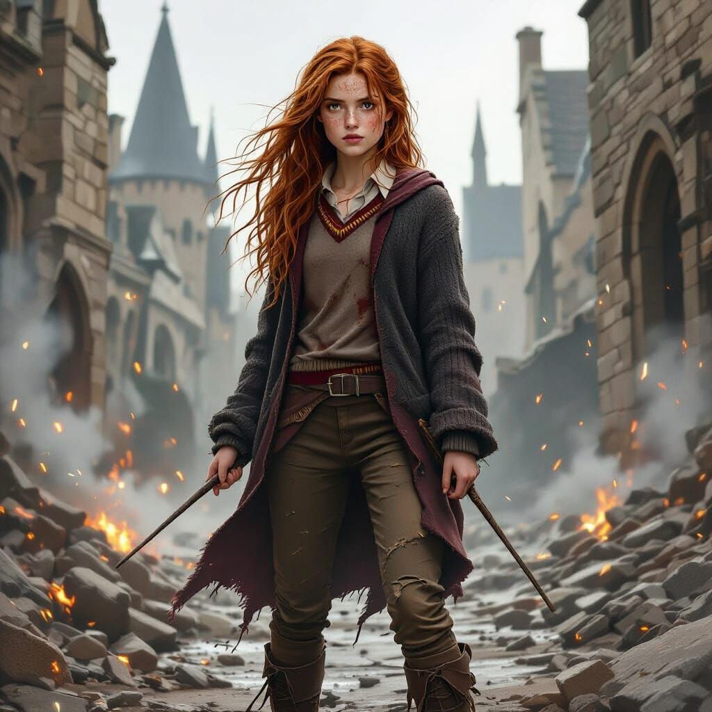 Brave Young Warrior in Hogwarts Ruins