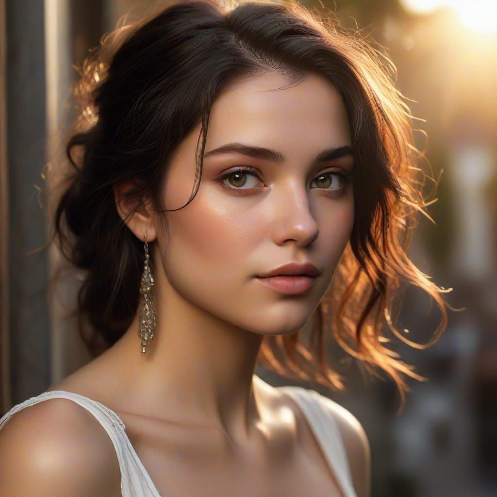 Glowing Woman in Golden Light