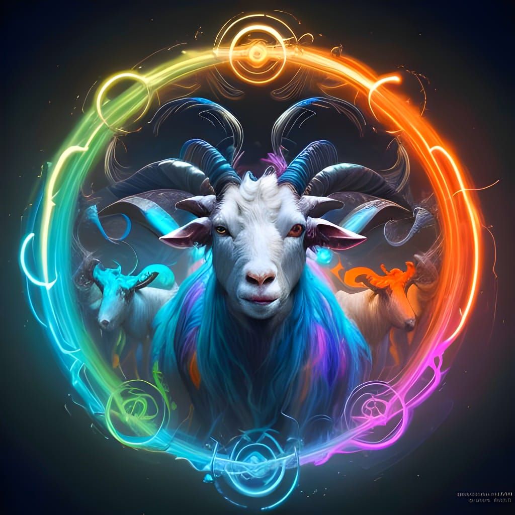 Fractal Goat Herd in Art Nouveau Style