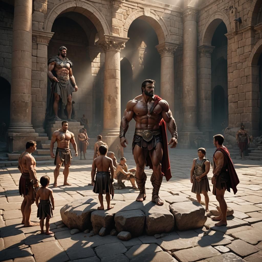 Colossal Roman Bodybuilder in Castle