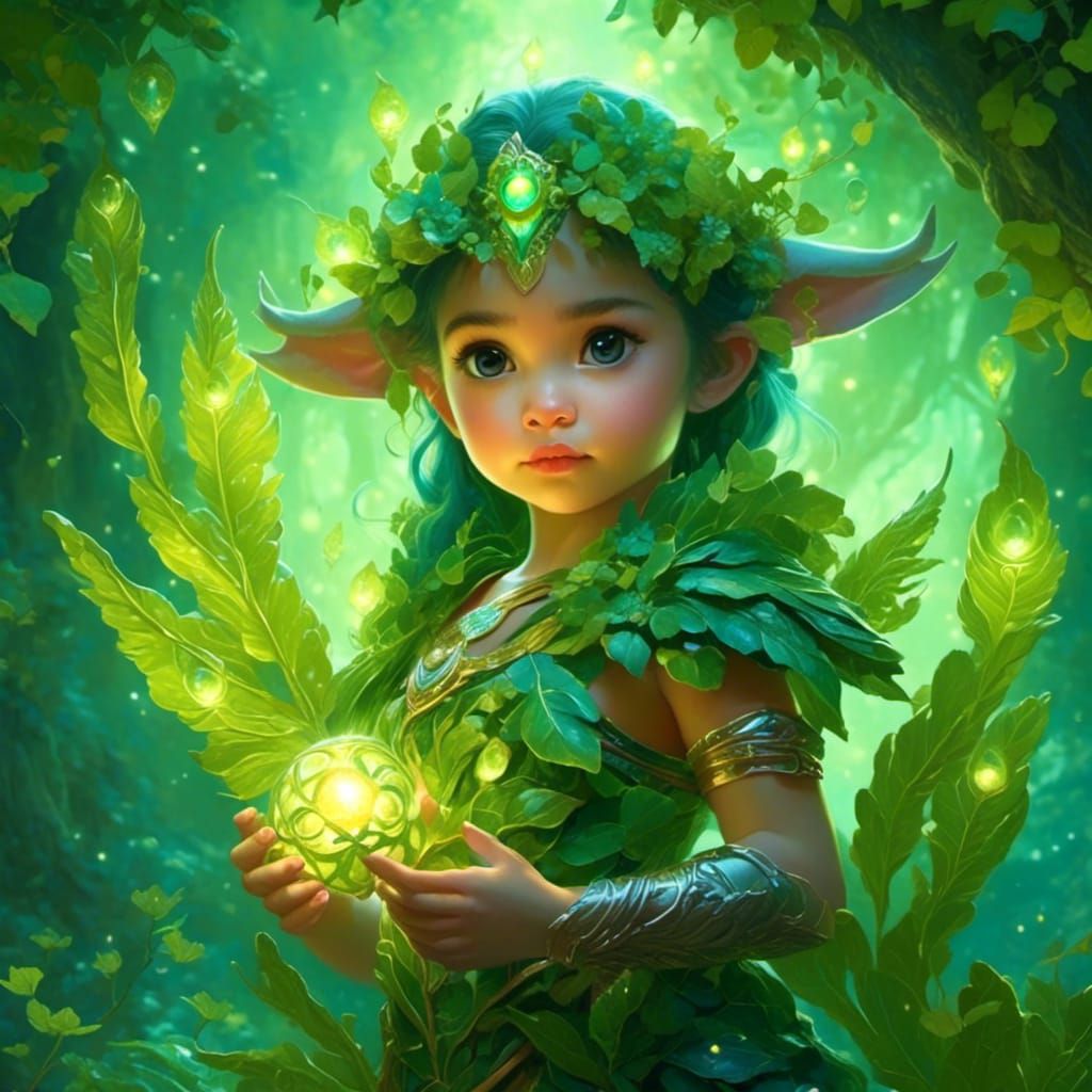 Exotic Halfling Druid in Leaf Armor