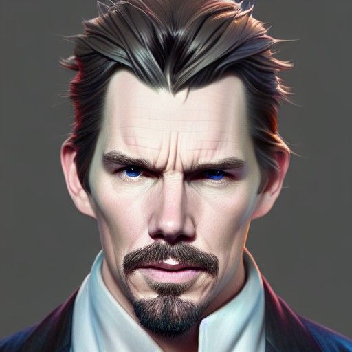 Detailed Portrait of Ethan Hawke in Digital Painting Style