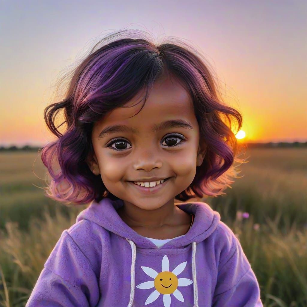 Violet Sunset Adorable Creature in Whimsical Style