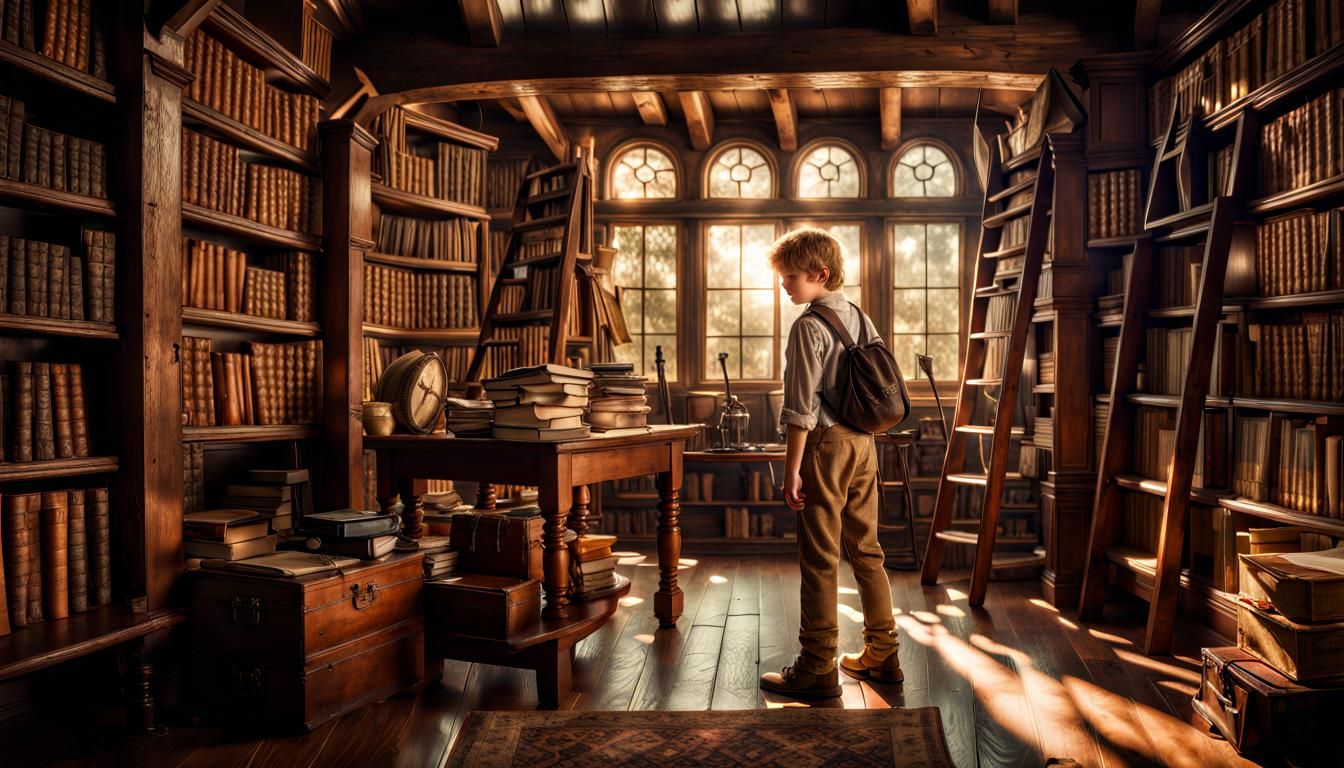 Tom Sawyer as Hobbit in Fantasy Library