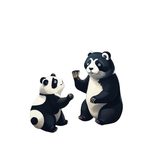 Whimsical Two Pandas in Enchanted Forest with Sparkling Glit...