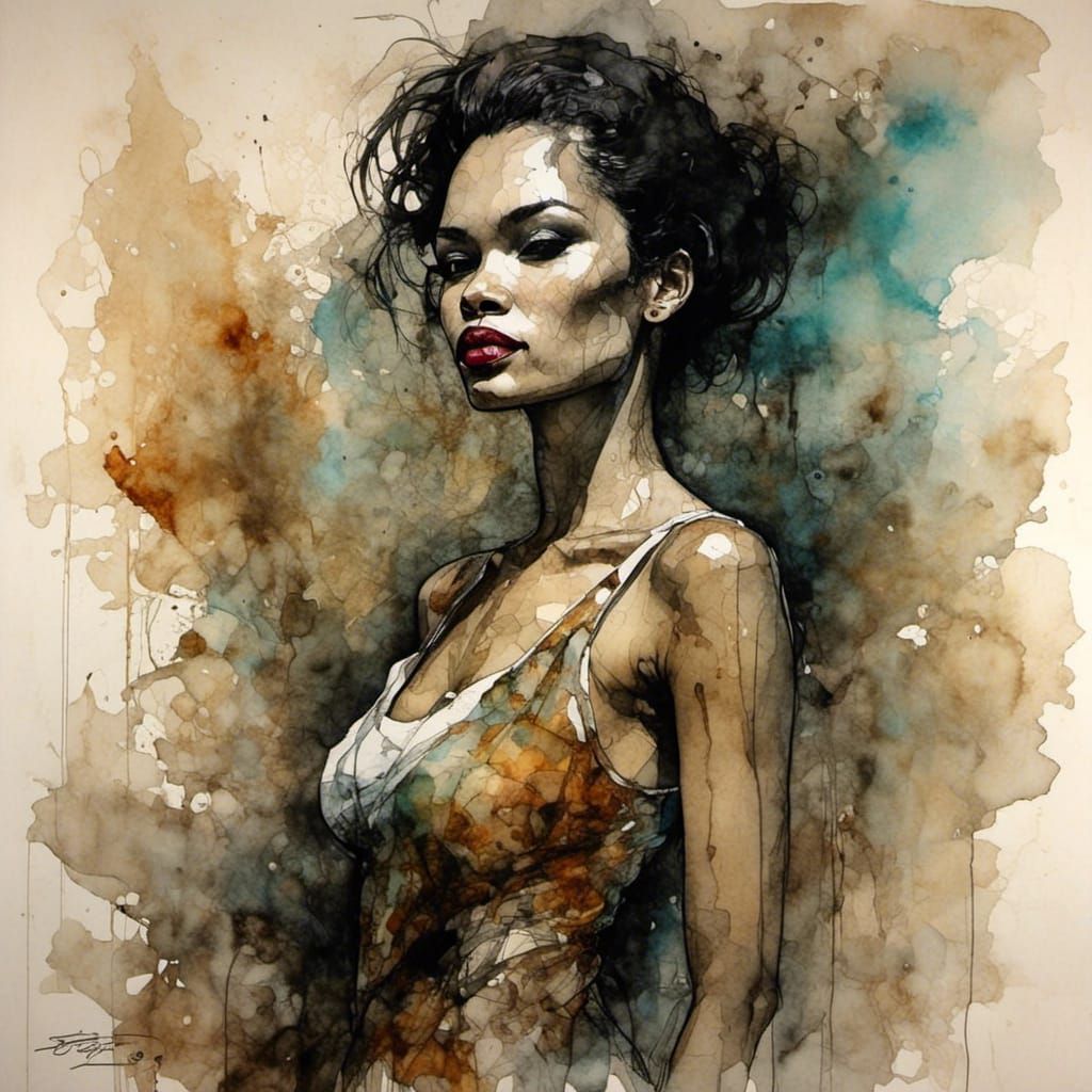 Expressionist Figure Study in Neurographic Ink Style