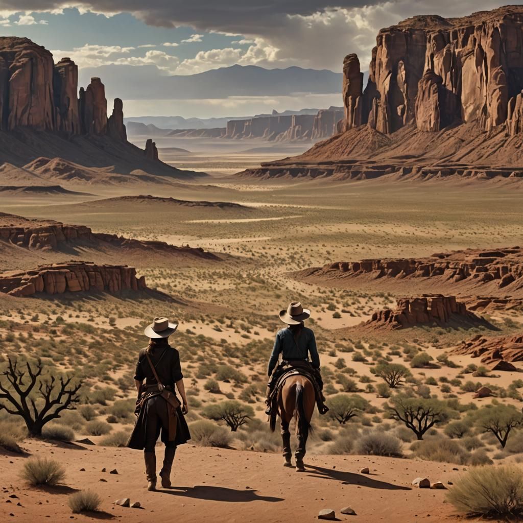 Western Desert Landscape in Sergio Leone Style