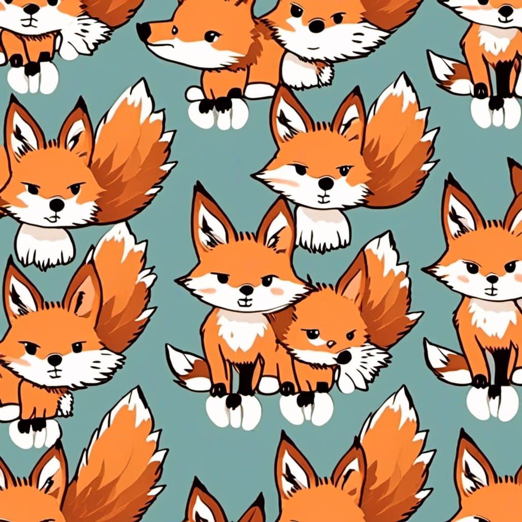 Cartoon Mischievous Nine-Tailed Fox