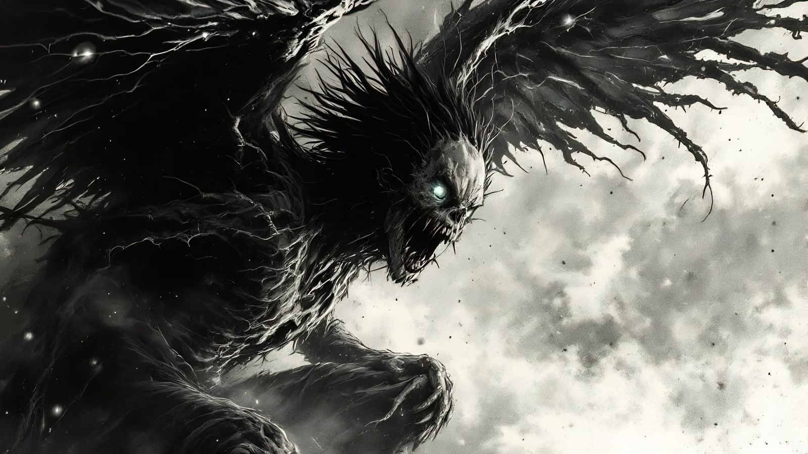 Surreal Screaming Angel Illustration in Comic Book Style